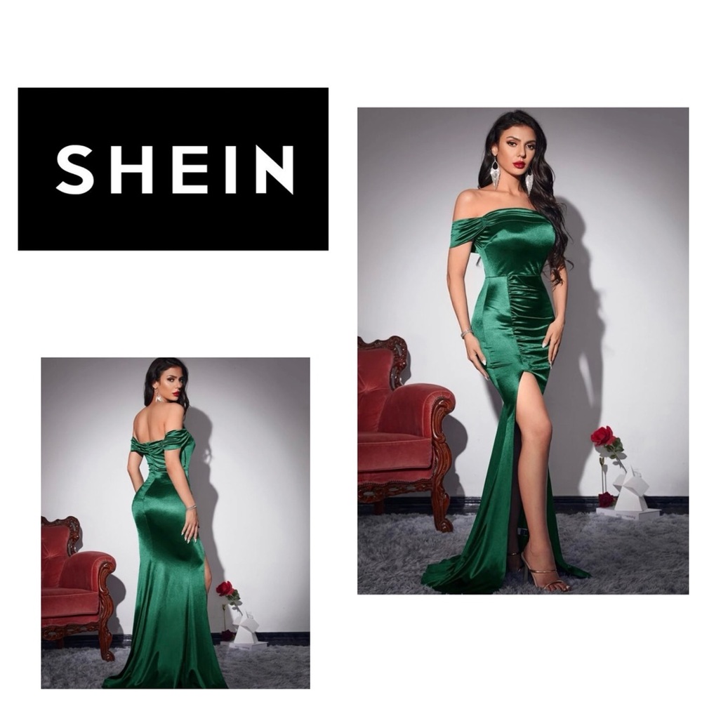 SHEIN Off Shoulder Satin Dress